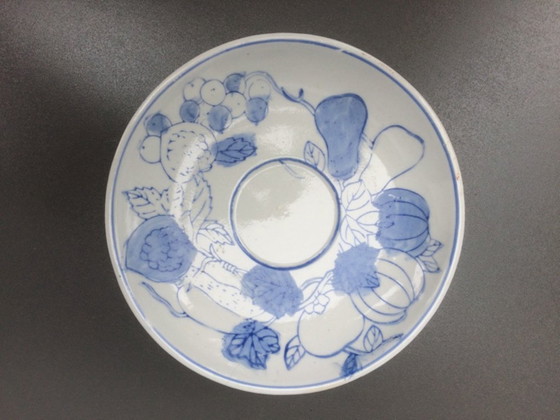 Image 1 of Ensemble de 6 tasses et sous-verres en porcelaine bleue
