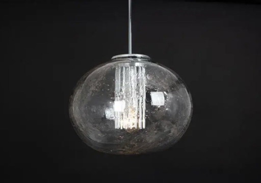 Lámpara colgante de la era espacial de mediados de siglo: Doria Leuchten (Jaren 60/70) – hanglampen, Glass (photo 2 of 5)