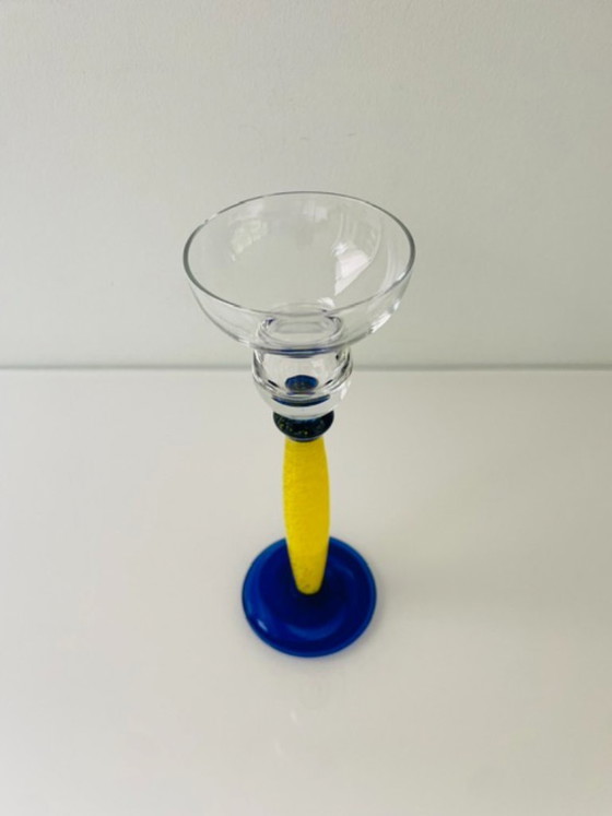 Image 1 of Candelabro vintage di design italiano in vetro Memphis x Murano.