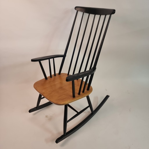 Sedia a dondolo vintage in legno | sedia dal design retrò | stile anni '60