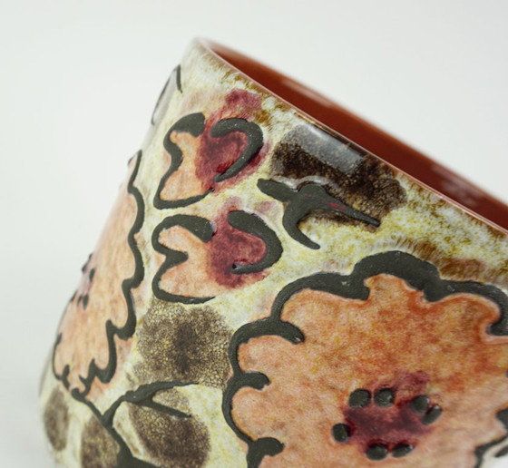 Image 1 of Marei keramische vintage bloempot uit de jaren 60/70, gemaakt van fat lava-keramiek met bloemendecoratie, modelnr. 11/3 2523