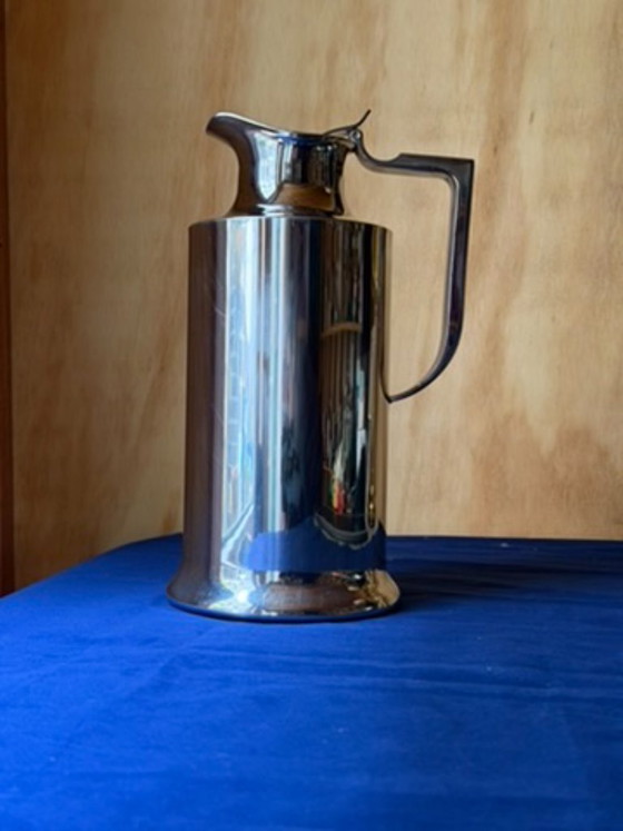 Large Vintage Balzano Laufen Stainless Steel Pitcher | Tall MCM Insulated Carafe | Mirror Polish 18/10 (photo 17 of 27)