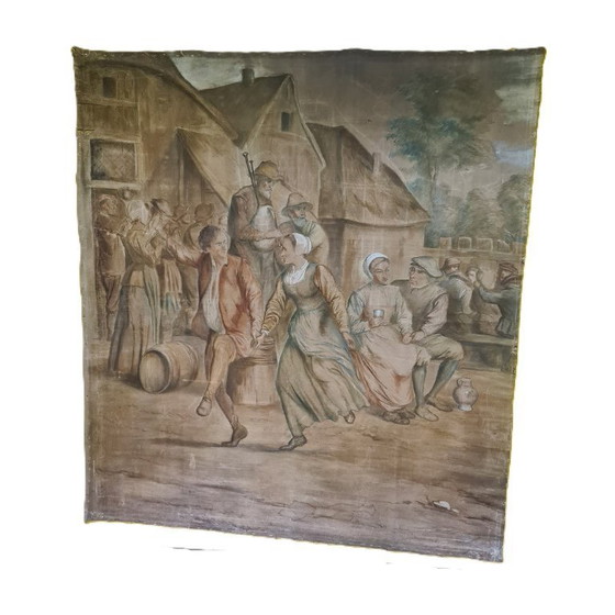 Image 1 of Oude Franse Hand Getekende Wandversiering