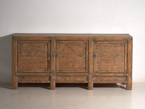 Credenza antica a tre ante in legno di pino – Cina, circa 1900 – Credenze con vetrina, Iron (photo 27 of 40)
