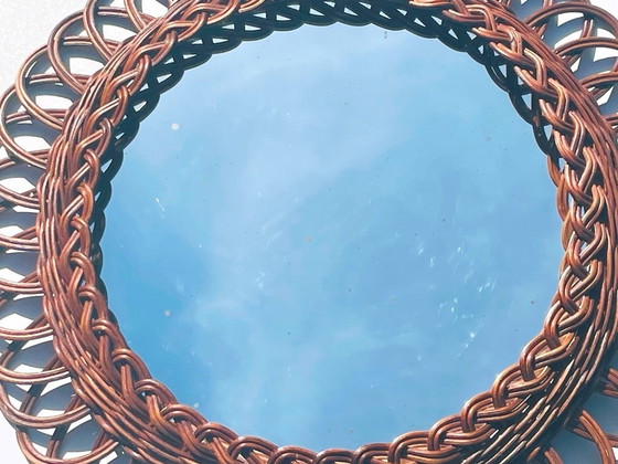 Image 1 of Specchio in rattan 49 cm. Vintage anni '70