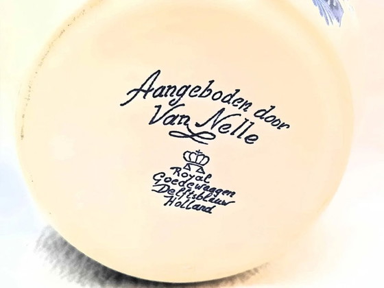 Image 1 of (W008) Delft Blue tobacco jar Royal Goedewaagen – Van Nelle “Rising Hope”