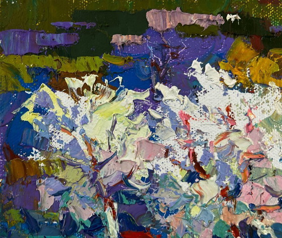 Image 1 of Original Oil Painting Colorful Nature Landscape Nature in the colors of the spring