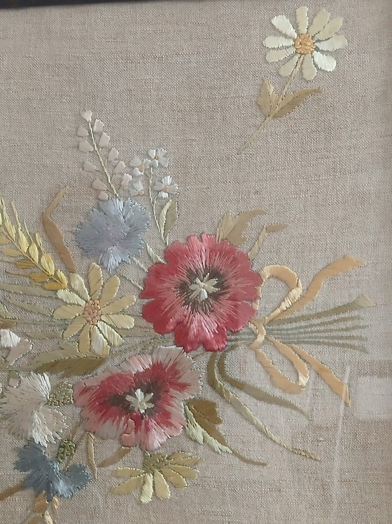 Image 1 of Mcm needlepoint wall art, bouquet of wildflowers