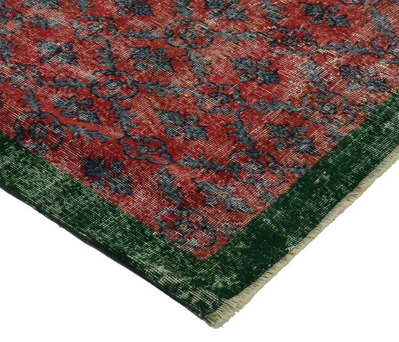 Tappeto turco vintage Oushak 216 × 141 cm – Rosso e verde, in lana, tessuto a mano – Tappeti, Wool (photo 7 of 10)