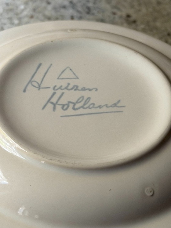 Vintage Huizen Holland Red Espresso Cups & Saucers Set | MCM Dutch Pottery MCM Kitchen Decor – Servies (photo 10 of 13)