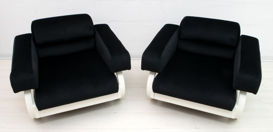 Image 1 of Paire de fauteuils en velours italiens modernes du milieu du siècle, années 1960