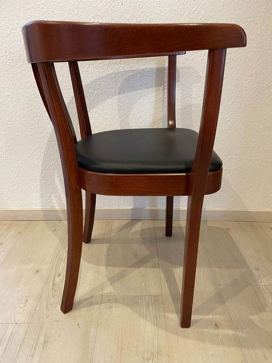 Set 4x Stoelcker Stuhl Modell 3579 Armlehnstuhl mit Lederauflage – Beistellstühle, Wood (photo 2 of 5)