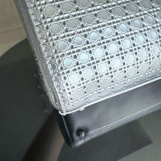Image 1 of DIOR LADY MINI - MICRO CANNAGE METALLIC SILVER HARDWARE ADJUSTABLE STRAP