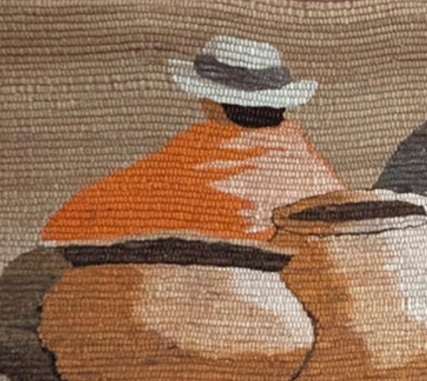 Arazzo da parete tessuto a mano nei toni della terra