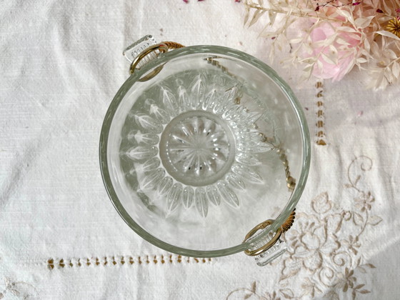 Vintage Ice Bucket with Twisted Gilded Brass Handle – Table accessories, Glass (photo 5 of 10)