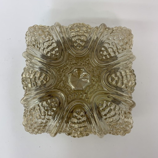 Mid-eeuws design glazen plafondlamp / wandlamp sconce , jaren 1970