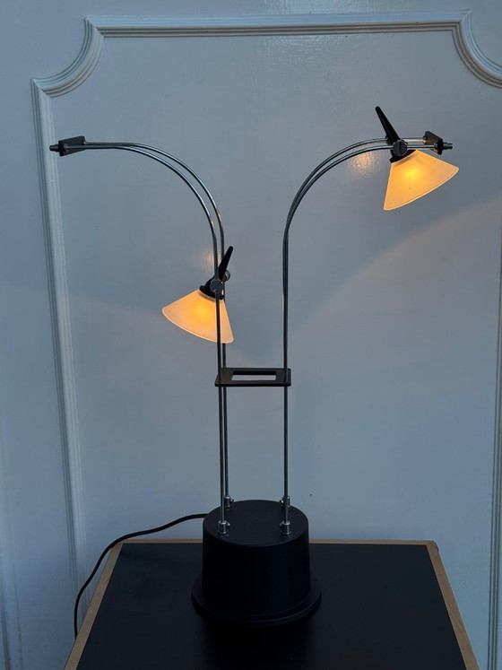 Lampe de table postmoderne de Fuder, Allemagne, années 1980 – Glass, Metal (photo 4 of 10)