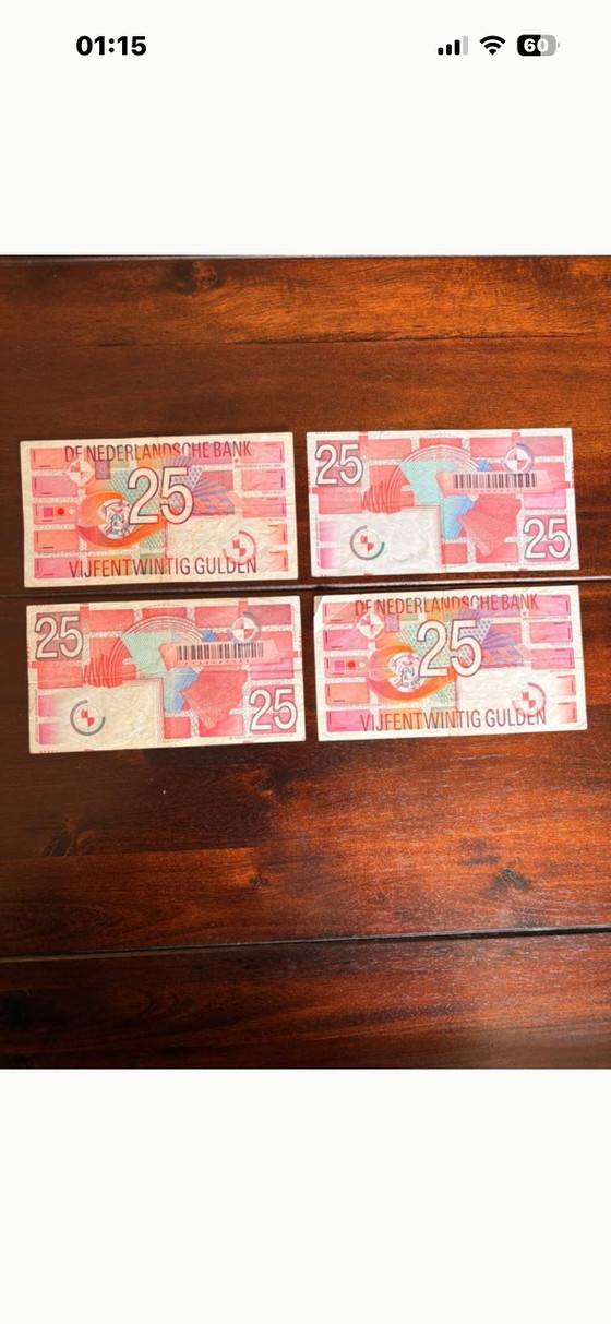 Image 1 of Nostalgie : 4 billets de 25 florins