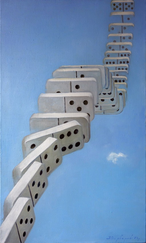 Pintura al Óleo Original Arte Contemporáneo Simbolismo Dominó