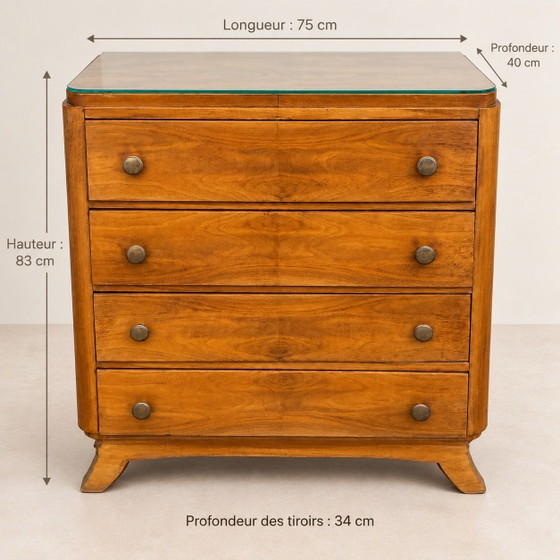 Walnut Art Deco Chest of drawers 50s vintage/retro, Wood, Brown (photo 3 of 9)