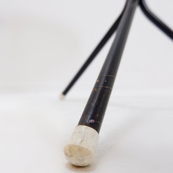 Image 1 of Table d'appoint Mid-Century en bambou, métal et verre - Pays-Bas, années 1960