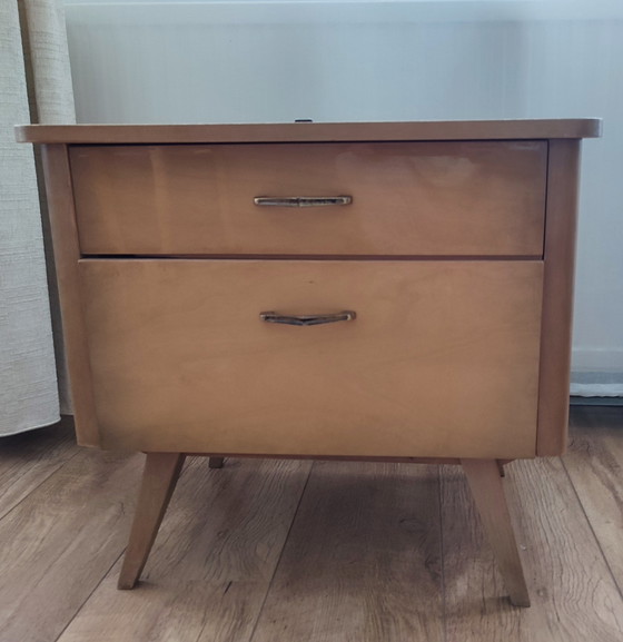 Image 1 of Vintage Nachtkast nachtkastje hout lade 