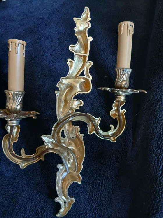 Image 1 of 4 espléndidos apliques/portavelas de pared de bronce al estilo Luis XVI/XV