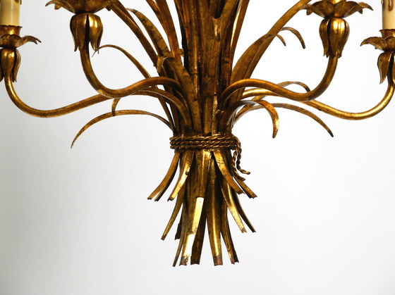 Image 1 of Beautiful Huge 1970S Gold-Plated 5-Arm Tall Metal Chandelier By Hans Kögl