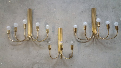 Lampade vintage in ottone stile anni '70 Regency Hollywood – wandlampen, Brass