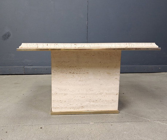 Image 1 of Tavolino vintage in travertino e ottone di Fedam, anni '70