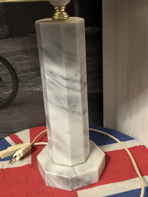 Lampe Vintage En Marbre Blanc – Années 60 – Hollywood Regency