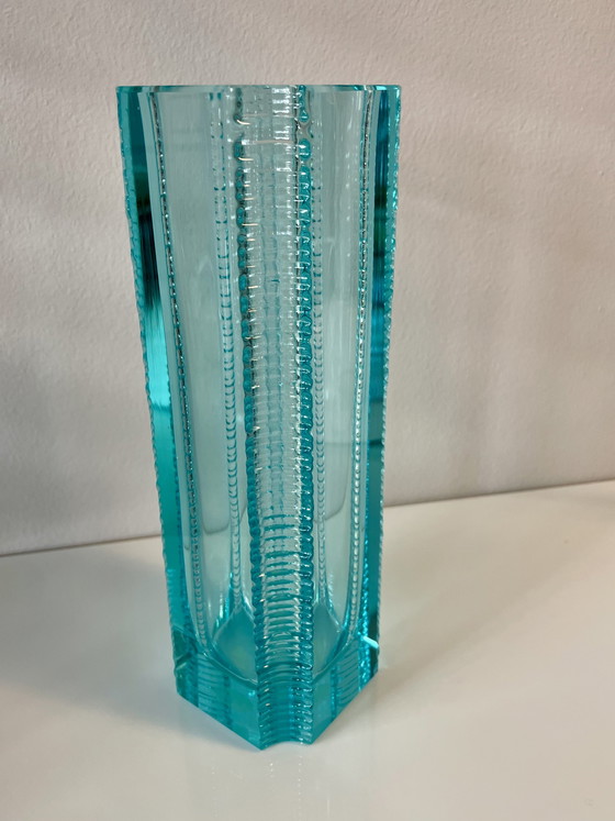 Image 1 of Seltene Beryl Kunstglas Vase von Milos Philip für Skrdlovice