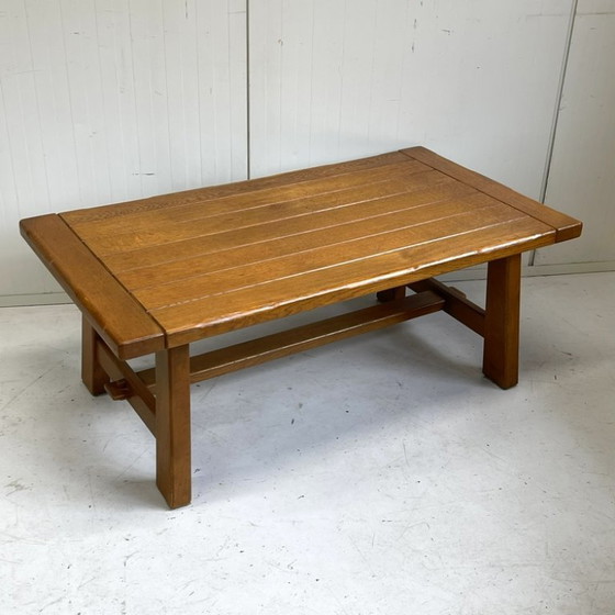 Image 1 of Vintage solid oak Brutalist coffee table