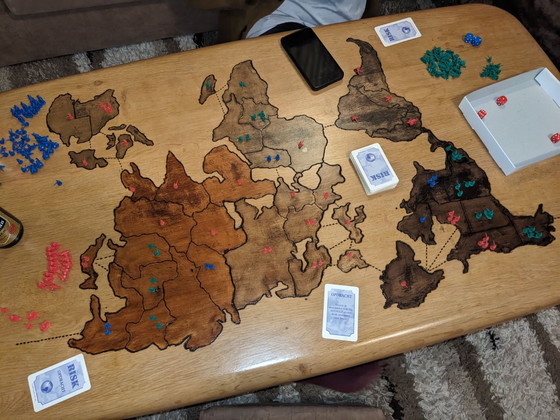 Unique Coffee table with Risk map (solid oak) – Wood (photo 5 of 5)