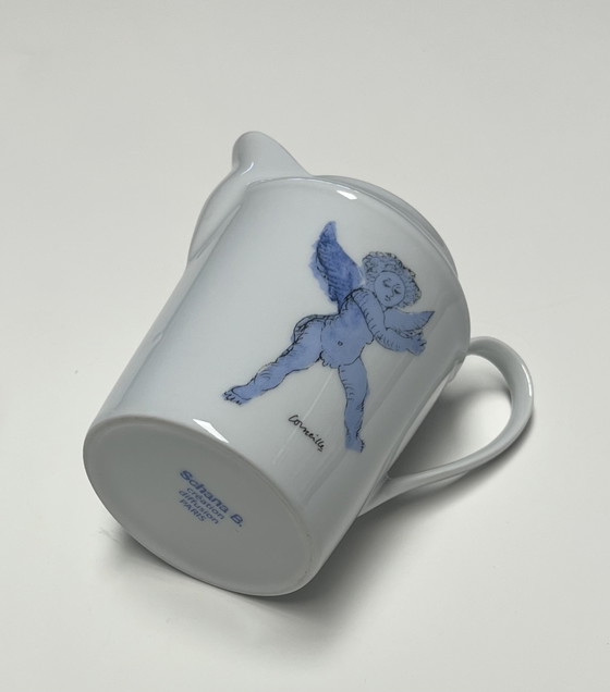Image 1 of Guillaume Corneille (1922-2010) Brocca per il latte e zuccheriera in porcellana di Limoges L&#39;angelo azzurro da Rubens - Cobr
