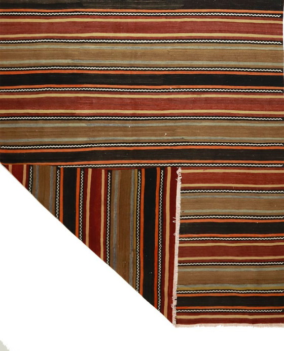 Tappeto turco vintage Yoruk Kilim 336x173 cm – Grande tappeto in lana tessuto a mano con motivo a righe, (photo 9 of 10)