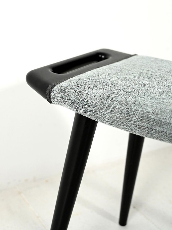 Image 1 of 1960s Scandinavian Black Lacquered Stool