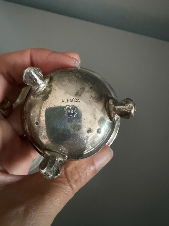 Coppia vintage sale e pepe con contenitori in vetro, Accessori da tavola, Altro, Argentato (foto 6 di 7)