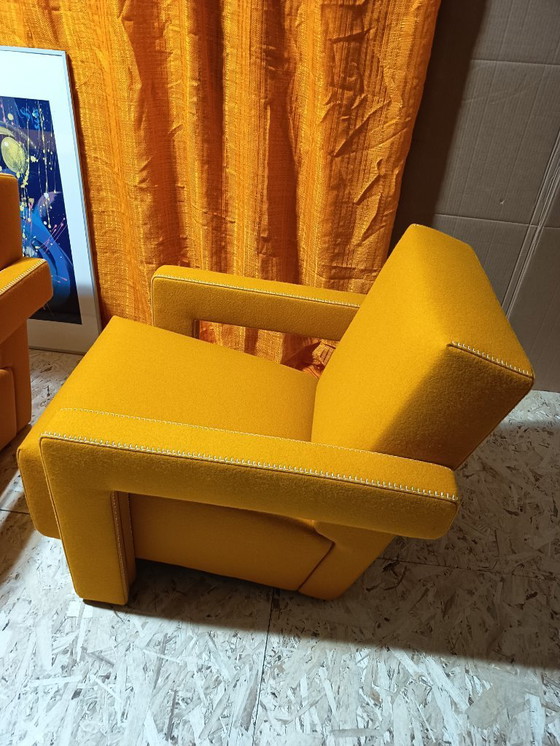 Image 1 of CASSINA Paire de fauteuils Utrecht 637 NEUF 2026 en laine KVARD Moutarde par Gerrit Rietveld