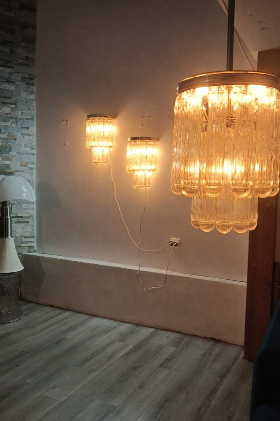 Image 1 of Ensemble de luminaires verre de Murano par Venini 1970s