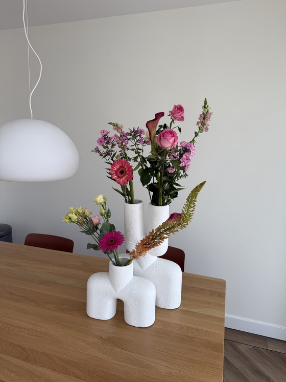 Image 1 of 101 Copenhagen - Jarrón Cobra Doble, Medio - Blanco Burbuja