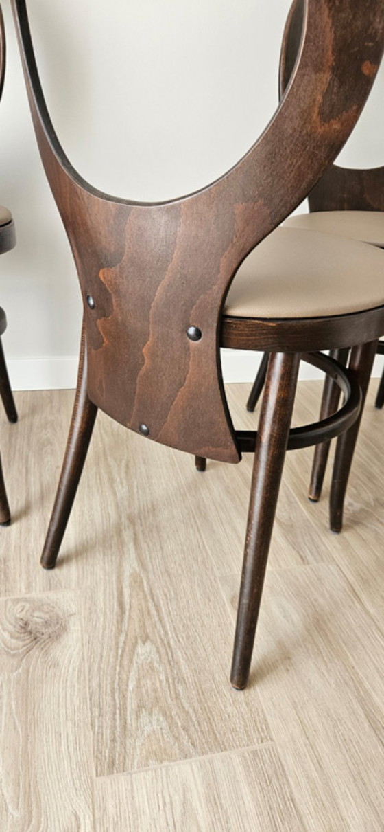 Image 1 of 🪑 Set van 4 Baumann “Seagull” stoelen – gebogen hout