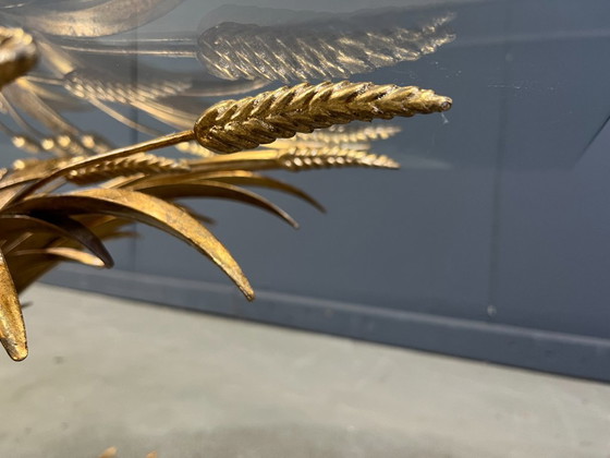 Image 1 of Vintage gilt metal sheaf of wheat coco chanel coffee table, 1960s