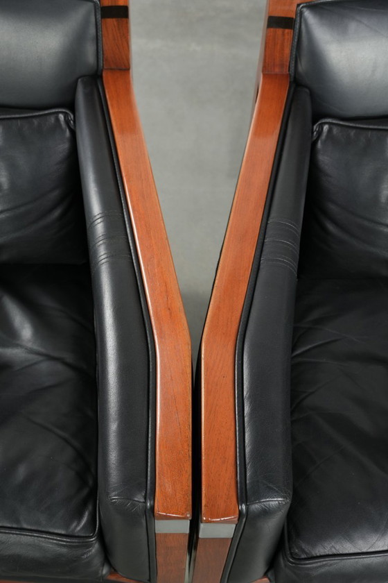 Set di 2 poltrone in pelle nera, modello Art Deco di Schuitema, serie Decoforma, in buone condizioni. (photo 8 of 14)