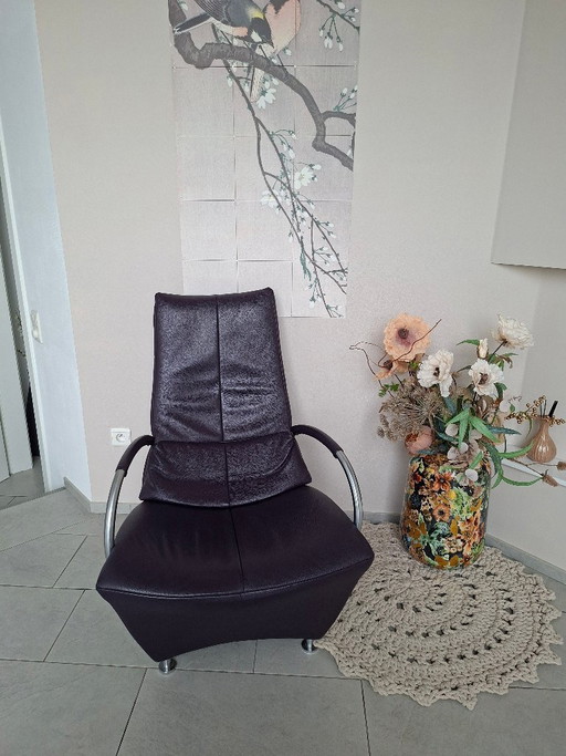 Design Sessel Sitting Vision (De Toekomst) – Modell Panda – Einzigartiges Lila Leder – fauteuils, Leather, rvs