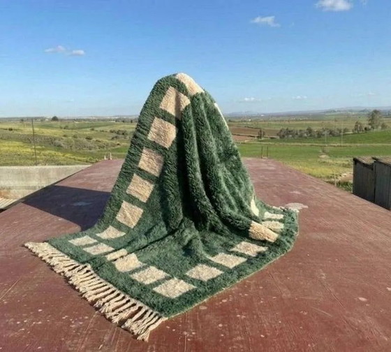 Tappeto berbero marocchino verde ed ecru 300x200 cm – motivo geometrico quadrato – Tappeti, Lana, Cotone (photo 3 of 6)