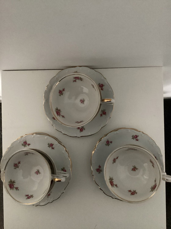 Vintage Bareuther Bavaria Crockery with Roses (13 pieces), Porcelain, Gold (photo 4 of 5)