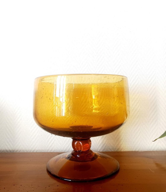 Image 1 of Cuenco central grande de vidrio burbujeado Biot, 25 cm