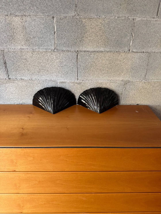 Image 1 of 2 lampade da parete vintage a conchiglia blu