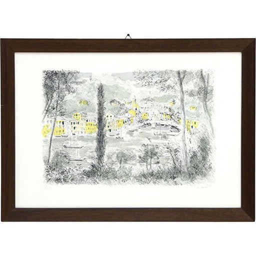Alte Lithographie "Portofino" von Michele Cascella, 1960